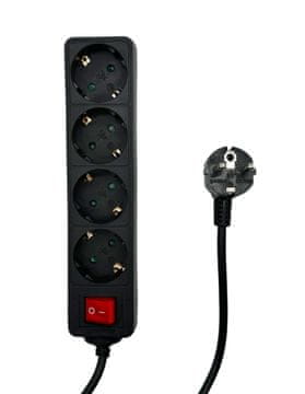 MicroConnect 4x Schuko podaljšek s stikalom, 5 m, črn, MC-GRU0045BS