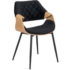 BE Oblazinjen dnevni stol iz upognjenega lesa DAKOTA Črn/Zlati hrast Žamet Modern Loft
