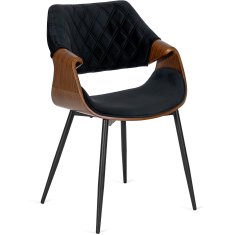 BE Oblazinjen dnevni stol iz upognjenega lesa DAKOTA Črn/orehov žamet Modern Loft