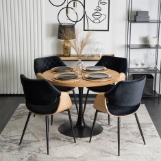 BE Oblazinjen dnevni stol iz upognjenega lesa DAKOTA Črn/Zlati hrast Žamet Modern Loft