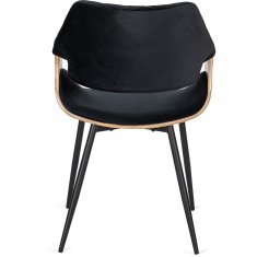 BE Oblazinjen dnevni stol iz upognjenega lesa DAKOTA Črn/Zlati hrast Žamet Modern Loft