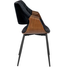BE Oblazinjen dnevni stol iz upognjenega lesa DAKOTA Črn/orehov žamet Modern Loft