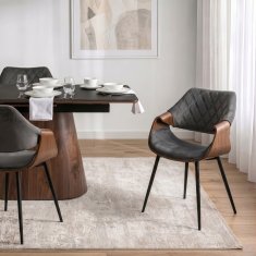 BE Oblazinjen dnevni stol iz upognjenega lesa DAKOTA siv/orehov žamet moderno loft