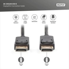 Digitus DisplayPort kabel z zapahi 1080p 60Hz FHD tip DP/DP M/M črne barve 5 m