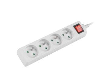Lanberg Podaljševalni trak 1,5 m bel 4x 230 V PL, s stikalom, kabel iz polnega bakra