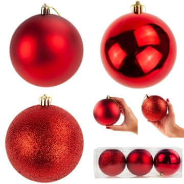 33 Nelomljive božične kroglice TG63128-3 rdeče 10 cm 3 kosi