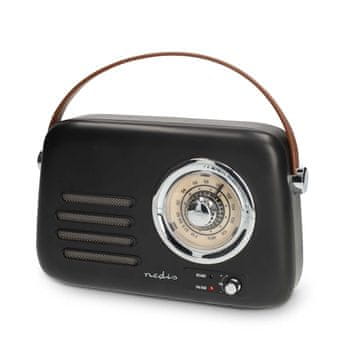 Nedis Prenosni Bluetooth FM radio, črne barve, USB in baterijsko napajanje