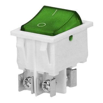 Orno Osvetljeno preklopno stikalo, zelen gumb, belo ohišje, 20(10)A / 250V