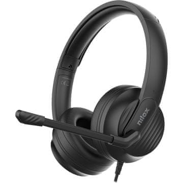 Northix USB slušalke z ENC, nastavljiv mikrofon, USB-C/USB-A