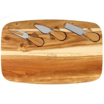 MAKU Komplet desk za sir, akacijev les, 4 kosi, 36 x 23 cm