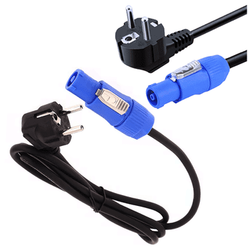 4M POWERCON IN 2M napajalni kabel za ozvočenje, razsvetljavo 3x2,5 mm² IP20 tip F Schuko vtič