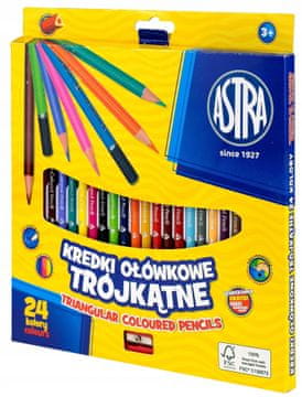 Astra Trikotne barvice za svinčnike, 24 barv
