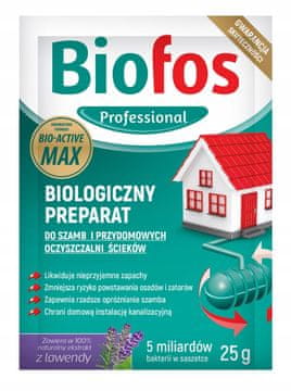 Čistilo za greznice Biofos 25 g vrečka, aktivne bakterije in encimi, sivka