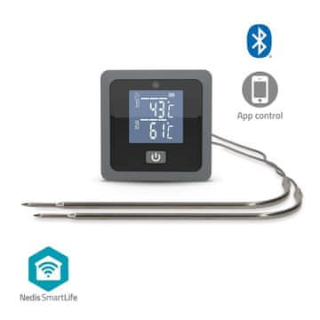 Nedis Termometer za meso Bluetooth, dvojna sonda, pametno upravljanje z aplikacijo