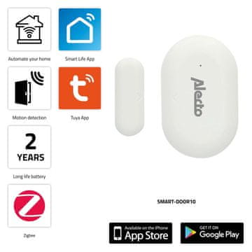 Alecto Zigbee pametni senzor za vrata/okna, brezžični, združljiv z aplikacijo