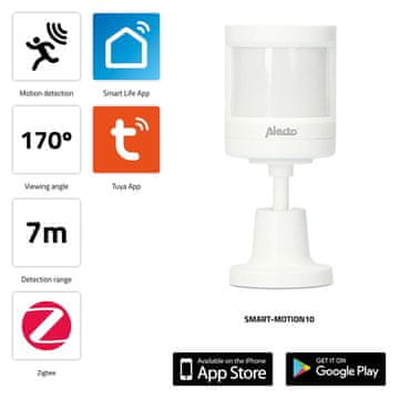 Alecto Pametni senzor gibanja Zigbee, doseg 7 m, kot 170°