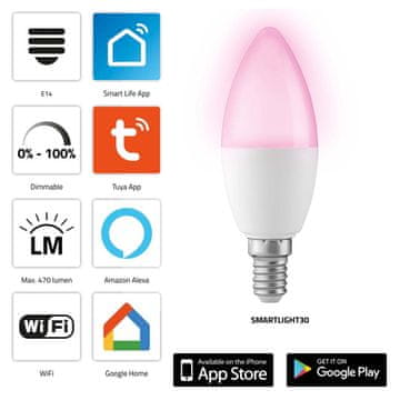 Alecto Pametna Wi-Fi LED svetilka, RGB, zatemnljiva, E14 podnožje