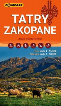 Compass Tatre in Zakopane. Laminiran žepni zemljevid / Zemljevid mesta. Izdaja 2025. Kompas