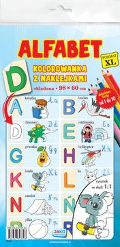 JAKO Abeceda. Zložljiva pobarvanka z XL nalepkami. Kot