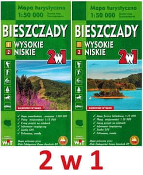 BAMIX Switzerland Visoke in nizke Bieszczade 1:50.000. Turistični zemljevid 2 v 1.