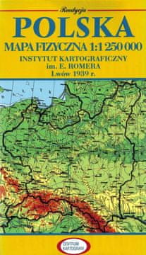 Poljski fizični zemljevid 1:1 250.000. Ponovna izdaja. Lvov 1939.