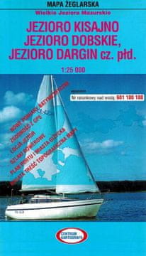 Jezero Kisajno, Dobskie, Dargin, južni del. Laminirana pomorska karta.