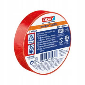 Tesa izolacijski trak za označevanje kabelskih snopov, rdeč, 20 m x 19 mm