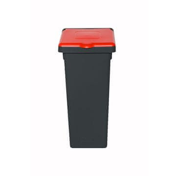 Northix Koš za odpadke Plafor Fit z zaprtim pokrovom 20 l - recikliranje - sivo/rdeč