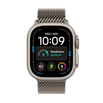 Apple Watch Ultra 4 pametna ura, Cellular, 49mm, Natural Titanium ohišje z Natural Titanium Milanese Loop paščkom - M