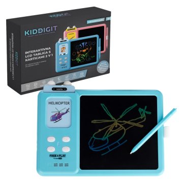 Free2Play KIDDIGIT interaktivna tablica s karticami 2 v 1, LCD, modra