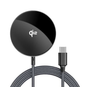 AceFast Acefast E24 Qi2 15W magnetski induktivni punjač s 1.2m USB-C kabelom - crni