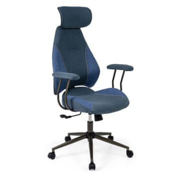 Northix Ergonomski pisarniški stol, nastavljiv vzglavnik, modra lanena barva
