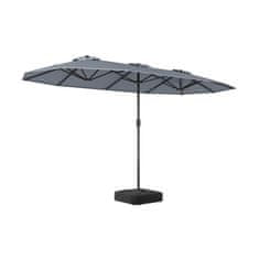 Costway Dvojni senčnik 400x212 cm pravokotni z ročnim mehanizmom siva