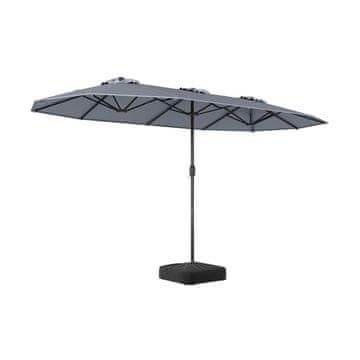Costway Dvojni senčnik 400x212 cm pravokotni z ročnim mehanizmom siva