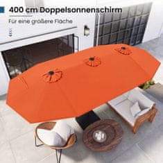 Costway Obojestranski senčnik 4x2 m z 36 sončnimi lučmi, oranžen