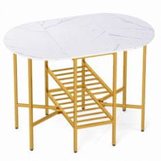 Costway Ovalna zložljiva miza za 4 osebe 110x70x76 cm bela