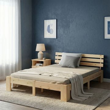 Homestyle4U Postelja za dve osebi, 160x200 cm, rjava