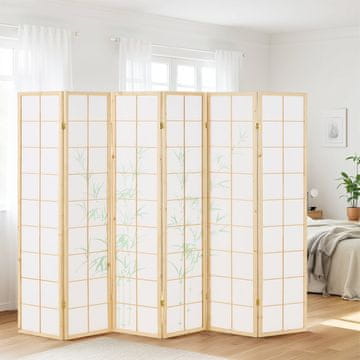 Homestyle4U Pregrada za prostor, Shoji 6-delna, 264x178,5x2 cm, bela