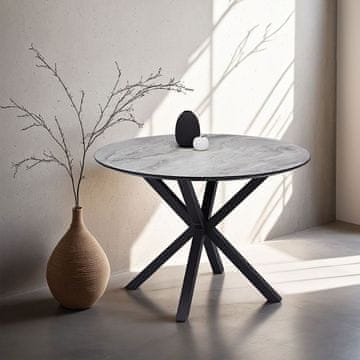 Homestyle4U Jedilna miza, okrogla, 110x76,5 cm, črna in siva