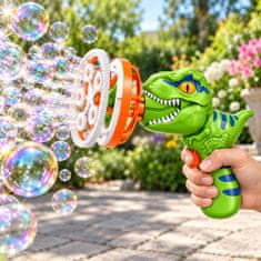 JOJOY® Avtomatski izdelovalec milnih mehurčkov v obliki dinozavra, več kot 1000 mehurčkov/min, tih motor, na 3× AA baterije | ROARPOP