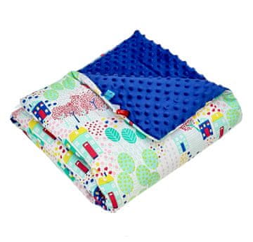 shumee Odeja Minky 75x100 (temno modra + hišice)