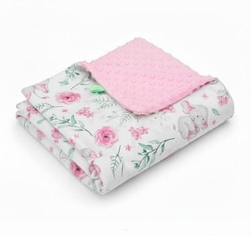 shumee Odejica Minky 75x100 (roza + majhni roza slončki)