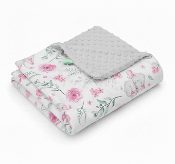 shumee Odeja Minky 75x100 (pepelnato rjava + majhni roza slončki)