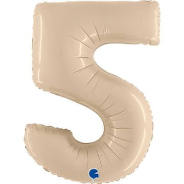 shumee Folija balon številka 5, satenasto kremne barve 102 cm Grabo