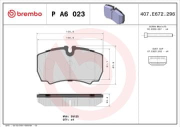 Brembo BR P A6 023 ZADNJE ZAVORNE OBLOGE
