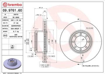 Brembo BR 09.9761.60 ZADNJI ZAVORNI DISK L/D