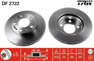 TRW DF2722 SPREDNJI ZAVORNI DISK L/D