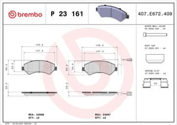 Brembo BR P 23 161 ZAVORNE OBLOGE SPREDNJE Z 2 SENZORJEMA
