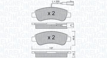 Magneti Marelli MM PF0832 ZADNJE ZAVORNE OBLOŽNICE 2-SENZORJA