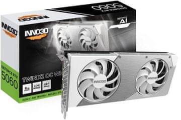 inno3D GeForce RTX 5060 Twin X2 OC 8GB GDDR7, 128-bit, 1x HDMI / 3x DP, bela (N50602-08D7X-195070W) grafična kartica